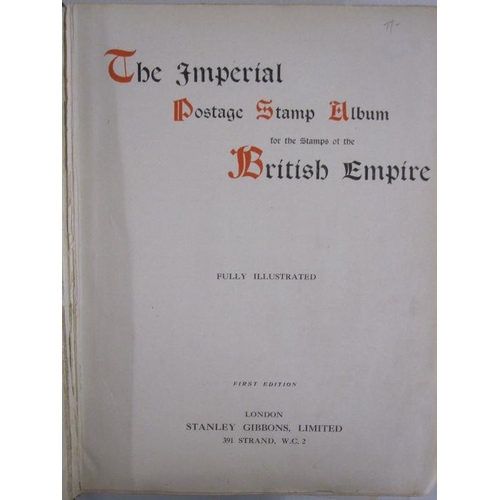 8 - Imperial postage stamp album, first edition with printed spacers for British Empire stamps, two circ... 