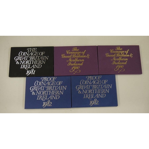 81 - Royal Mint Proof Sets (5) 1980 x 2, 1981 and 1982 x 2