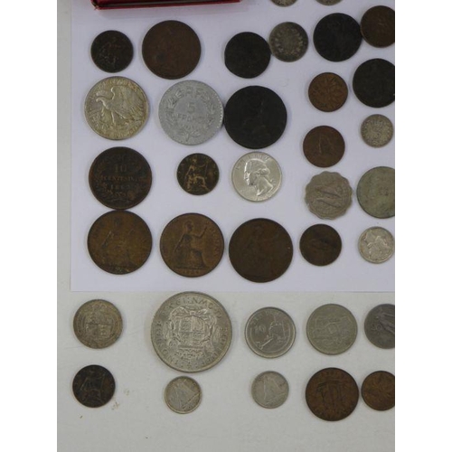 87 - Interesting lot of coins to include, Charles II 4 pence, American, Canadian and Victorian Silver