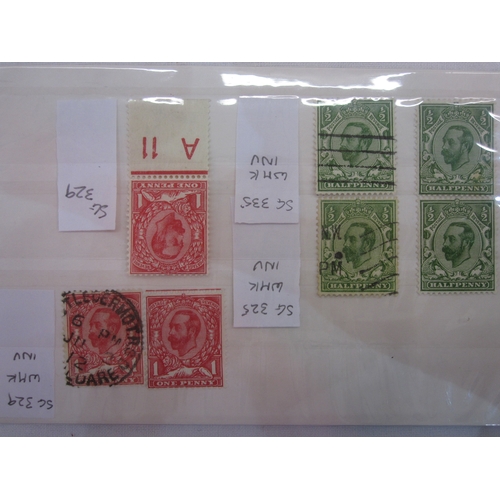 41 - KGV 5 cards with 24 1d's. No cross on crown. Vertical pair of 1d unmounted mint.