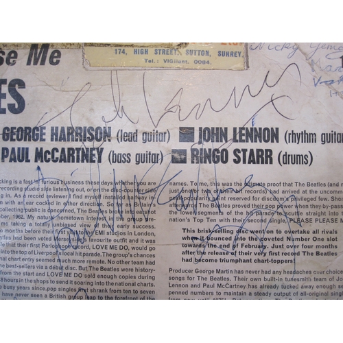 251 - THE BEATLES - SIGNED  - The Beatles LP  'Please Please Me' signed by all four Beatles and other name... 