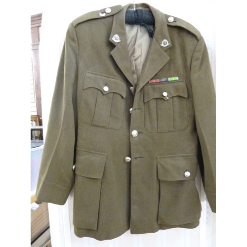 288 - Royal Military Police coat, WW2 Fire brigade hat and spike bayonet