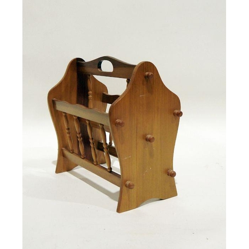 1076 - Mid-century modern teak magazine rack and a pine magazine rack (2)