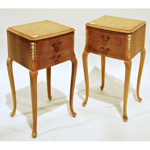 1090 - Pair of modern French-style two-drawer bedside cabinets on cabriole legs (2)