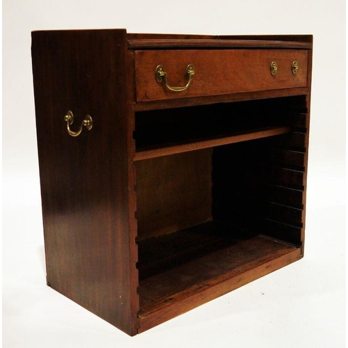 1112 - 19th century mahogany side cabinet with three-quarter gallery top above single drawer, open recess