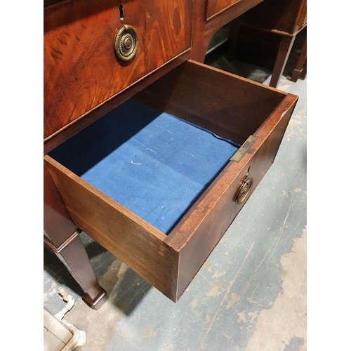 1165 - Regency mahogany sideboard, the rectangular top above four assorted drawers, on square section taper... 