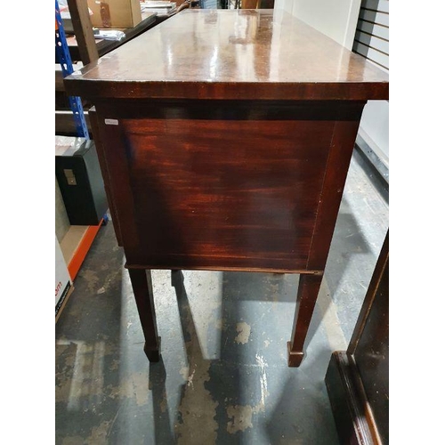 1165 - Regency mahogany sideboard, the rectangular top above four assorted drawers, on square section taper... 