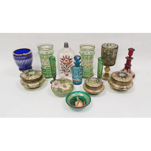 117 - Collection of Bohemian enamelled glassware, predominantly mid to late 19th century, including a pair... 