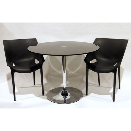 1176 - Set of four modern Dr. Yes Kartell plastic chairs and a glass circular table on chrome support (5)