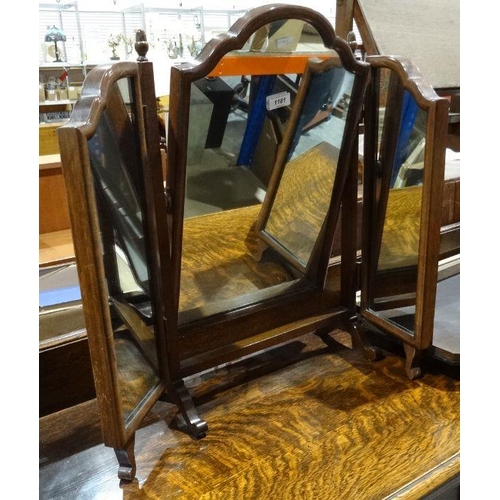 1181 - Early 20th century two-fold dressing table mirror