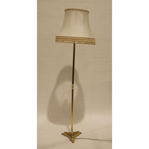 1185 - Modern brass standard lamp on triform base