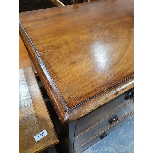 1196 - 19th century mahogany chest of two short over two long drawers, on splayed feet, 94cm x 89cm