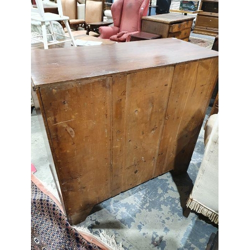 1216 - 19th century mahogany chest of two short over three long drawers, on bracket feet, 107.5cm x 102cm