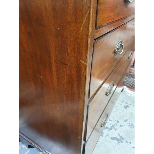 1216 - 19th century mahogany chest of two short over three long drawers, on bracket feet, 107.5cm x 102cm