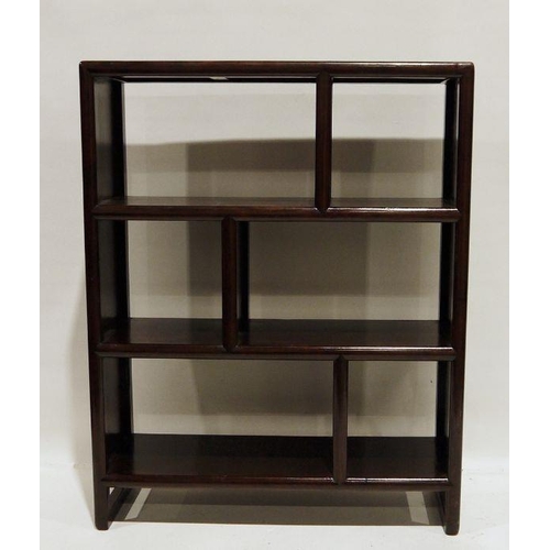 1234 - Eastern hardwood shelving unit, 98cm x 125cm