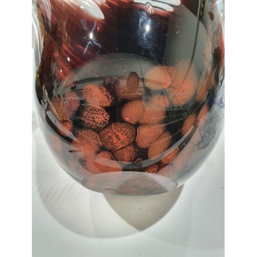 125 - Murano Fazzoletto glass centrepiece freeform vase with white, burgundy and blue swirls and gold flec... 