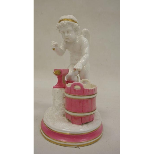 15 - Brownfield porcelain model of a cupid at his forge, circa 1870, impressed marks, cupid modelled befo... 