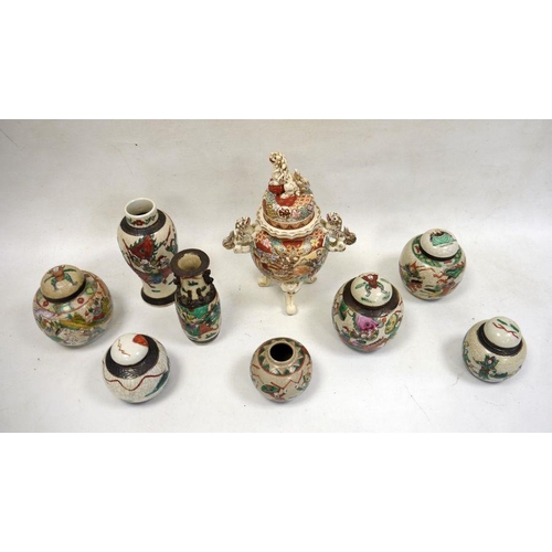 152 - Collection of Japanese porcelain vases, late 19th/early 20th century, including a Satsuma vase and c... 