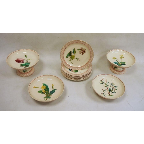 20 - Copeland pottery Botanical dessert service, early 19th century, impressed marks, printed and painted... 