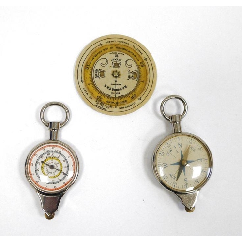 221 - Negretti & Zambra pocket forecaster, a compass and a map distance measurer