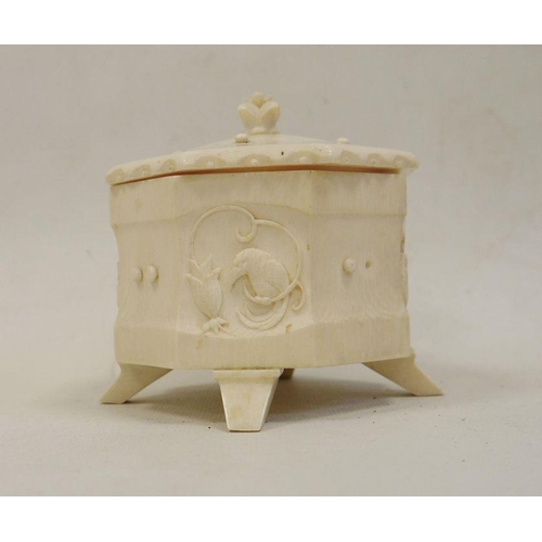 223 - Possibly 1920's ivory lidded box on four feet