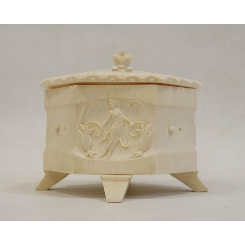 223 - Possibly 1920's ivory lidded box on four feet