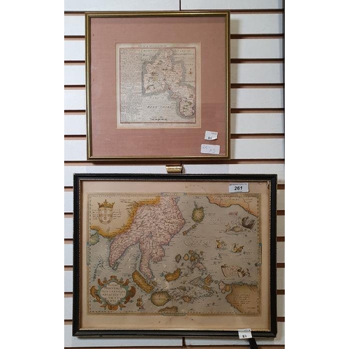 261 - Reproduction map of Eastern Asia and map of Oxfordshire 
 After G Havell 
 Engraving
 