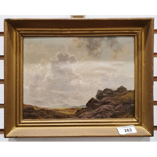 263 - 19th century English school
 Oil on board
 Landscape, unsigned, 16cm x 21.5cm