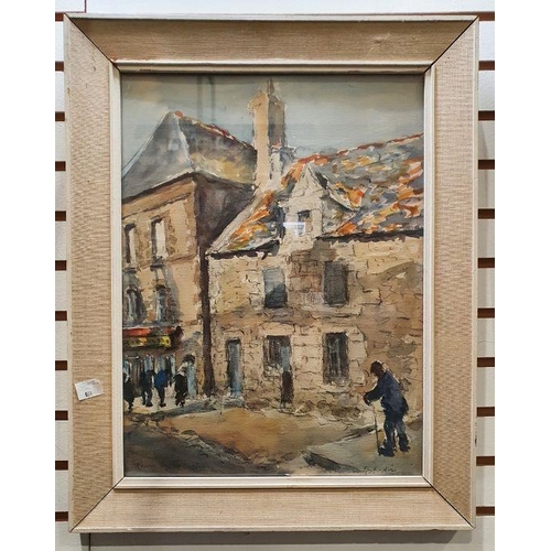 268 - Rene Le Forestier (1903-1972)
 Watercolour drawing
 Buildings and figures, signed, 39cm x 29cm