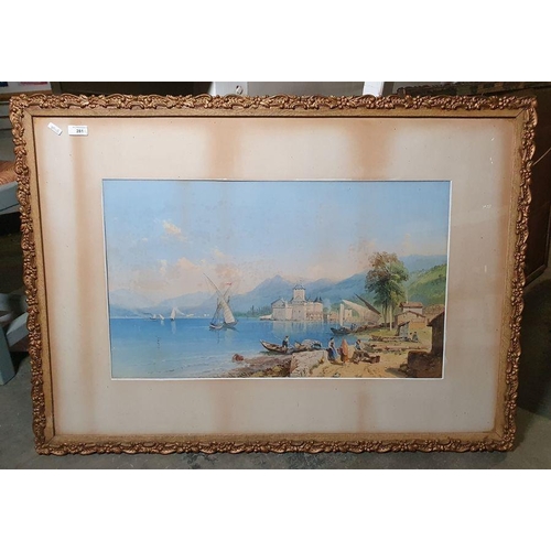 277 - After T L Rowbotham 
 Pair chromolithographs
 Continental lake scenes, each 39cm x 68cm (2)