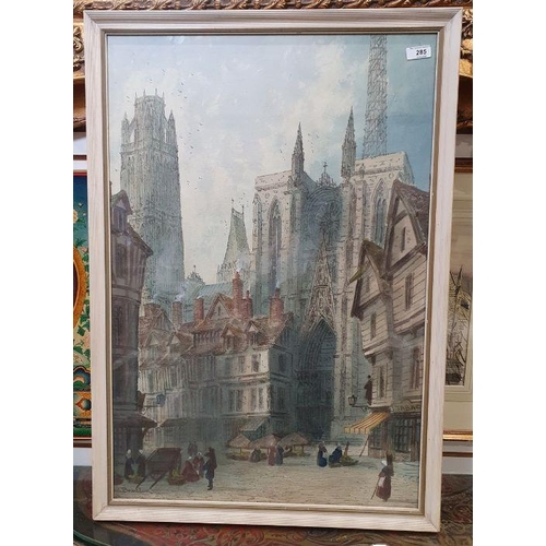 285 - Paul Braddon (1864-1938)
 Watercolour drawing
 Cathedral scene, signed lower left, 74cm x 49.5cm