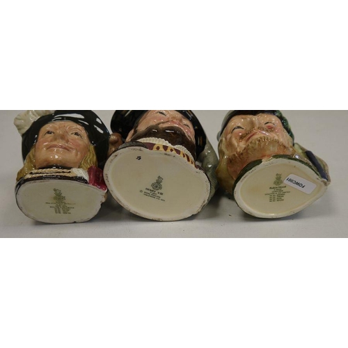 34 - Group of Royal Doulton character mugs, including Robin Hood (D6534) (10.5cm high), Merlin (D6536) (R... 