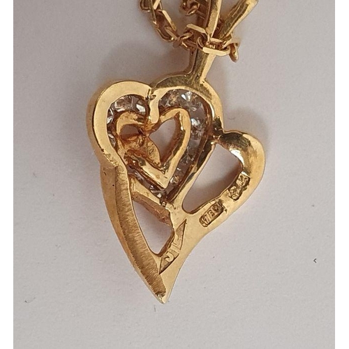 358 - 9ct gold heart-shaped and white stone set pendant with chain link necklace, a pair of 9ct gold earri... 