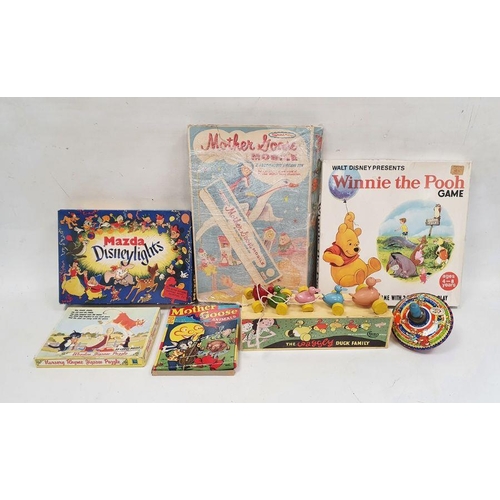 428 - Vintage child's toys and pictures to include Mazda Disney lights, Walt Disney Winnie the Pooh game, ... 