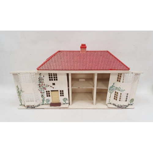 441 - Vintage doll's house with sliding painted metal frontage, modern furniture to interior