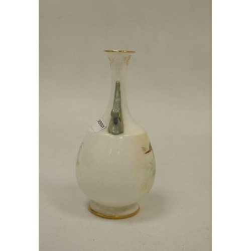 69 - Royal Worcester two-handled small oviform vase, 20th century, printed black marks, painted with a ki... 