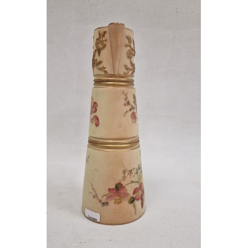 20 - Edwardian Worcester blush porcelain jug, tapered with gilt prunus decoration and branch handle, flor... 