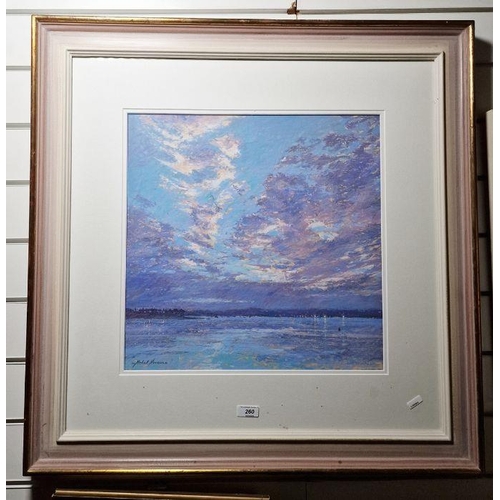 260 - Michael Norman (20th century)
 Pastel 
 Estuary scene, signed lower left, 42.5cm x 42.5cm