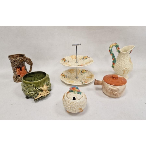 38 - Three pieces of Clarice Cliff 'Celtic Harvest' pottery to include two-tier platerack, jug and preser... 