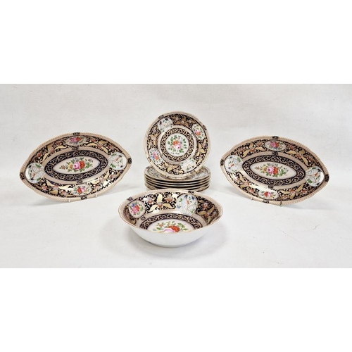 40 - Continental porcelain dessert service for eight persons, two elliptical dishes,circular serving dish... 