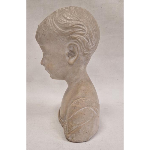 48 - Pottery bust of the Christ Child after Desiderio da Settignano, 30cm high x 27cm wide