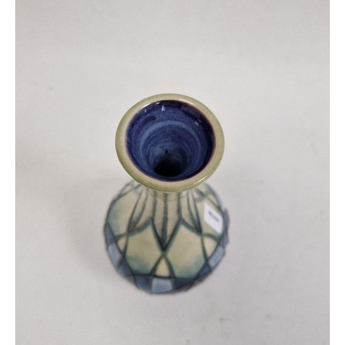 60 - Modern Moorcroft vase, baluster-shape with abstract panel design in shades of green, blue and purple... 