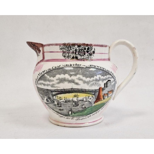 63 - 19th century Sunderland lustre jug decorated with 'West View of the Cast Iron Bridge ...'