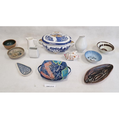 70 - Raku pottery small bottle vase with initials 'ER/BR', quantity studio pottery, Rosenthal and Royal C... 