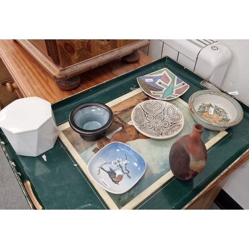 70 - Raku pottery small bottle vase with initials 'ER/BR', quantity studio pottery, Rosenthal and Royal C... 