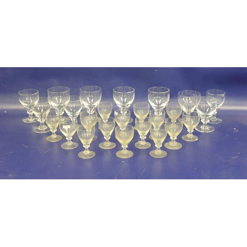 100 - Set of four Royal Brierley wine glasses with knopped stems and further glasses of similar style (25)