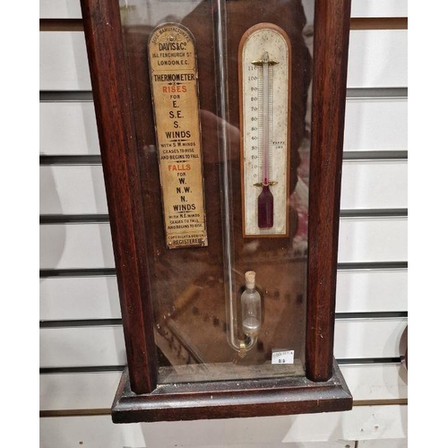 1001 - 19th century mahogany-cased Admiral Fitzroy barometer with thermometer, in glazed case enclosed by s... 