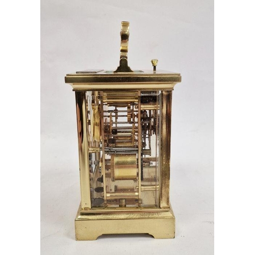 1014 - 20th century brass and glass carriage clock, the dial marked 'Taylor & Bligh', with Roman numerals t... 