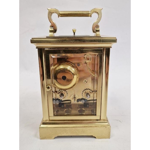 1014 - 20th century brass and glass carriage clock, the dial marked 'Taylor & Bligh', with Roman numerals t... 