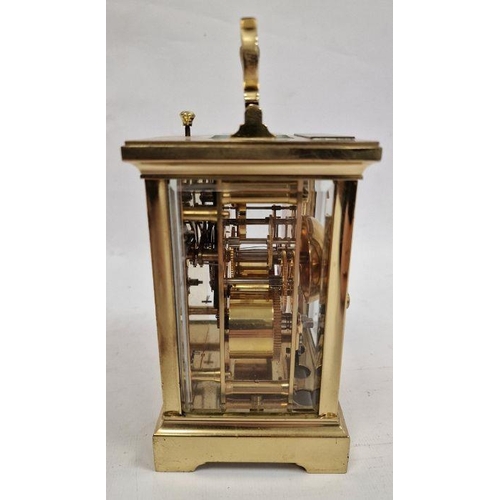 1014 - 20th century brass and glass carriage clock, the dial marked 'Taylor & Bligh', with Roman numerals t... 